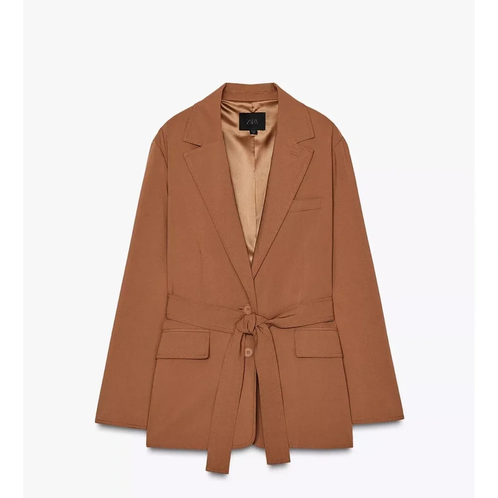 ZARA BLOGGERS FAV BELTED OVERSIZED BLAZER - Picture 2 of 5